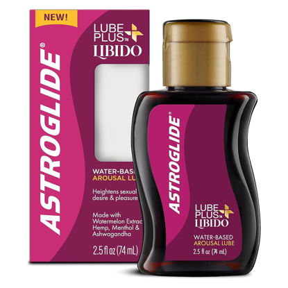 Picture of Astroglide Lube Plus Libido (2.5oz), Intimate Arousal Lube Heightens Desire and Sensitivity, Water Based Personal Lubricant, Sex Lube Enhances Pleasure for Women, Men, Couples, Travel-Friendly Size