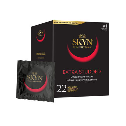 Picture of SKYN Extra Studded - 22 Count - Lubricated Latex-Free Condoms - Unique Texture Intensifies Every Moment