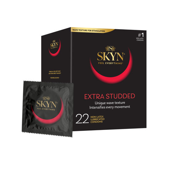 Picture of SKYN Extra Studded - 22 Count - Lubricated Latex-Free Condoms - Unique Texture Intensifies Every Moment
