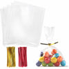 Picture of Cello Cellophane Treat Bags,5x7 Inches Clear Cellophane Bags 200 Pcs OPP Plastic Treat Bags with 200 Twist Ties for Gift Wrapping,Packaging Candies,Dessert,Bakery, Cookies, Chocolate,Party Favor