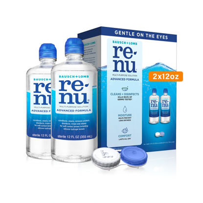 Picture of Renu Contact Lens Solution Advanced Formula Multipurpose Lens Cleaner for Eye Contacts, Cleaning, Moisturizing and Disinfecting Care for Soft & Silicon Hydrogel Lenses, 12 Fl Oz (Pack of 2)