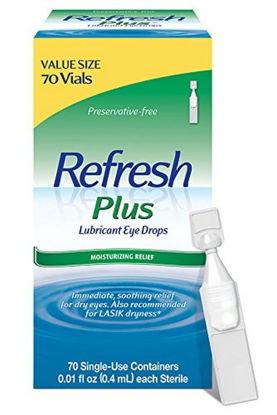 Picture of Refresh Plus Lubricant Eye Drops Preservative-Free Tears, 0.01 fl oz (0.4 mL), 70 Single-Use Containers