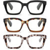 Picture of LOUOL 3 Pack Readers for Women Oprah Style Square Reading Glasses with Spring Hinge Blue Light Blocking for Men Ladies +1.5
