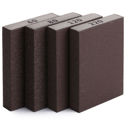 Picture of Bates- Sanding Sponge, 4 Pack, 60/80/120/220 Grit Assortment, Washable and Reusable, Sanding Block, Sandpaper Block, Sanding Blocks for Wood, Sanding Pad, Drywall Sanding Block, Drywall Sanding Sponge
