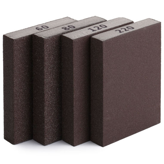 Picture of Bates- Sanding Sponge, 4 Pack, 60/80/120/220 Grit Assortment, Washable and Reusable, Sanding Block, Sandpaper Block, Sanding Blocks for Wood, Sanding Pad, Drywall Sanding Block, Drywall Sanding Sponge