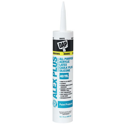 Picture of DAP INC 18152 10.1oz White Alex Plus Acrylic Latex Caulk with Silicone