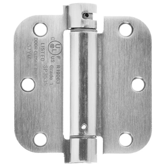 Picture of Amazon Basics Self-Closing Door Hinge, 3.5 Inch x 3.5 Inch, 1 Piece, Satin Nickel