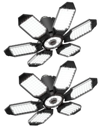 Picture of Adiding LED Garage Lights 2 Pack, Super Bright LED Shop Ceiling Lighting Fixture 20000 Lm with 6 Adjustable Panels Screw into E26 Bulb Socket for Basement Attic Barn Workshop Storage Utility Room