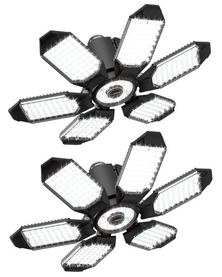Picture of Adiding LED Garage Lights 2 Pack, Super Bright LED Shop Ceiling Lighting Fixture 20000 Lm with 6 Adjustable Panels Screw into E26 Bulb Socket for Basement Attic Barn Workshop Storage Utility Room