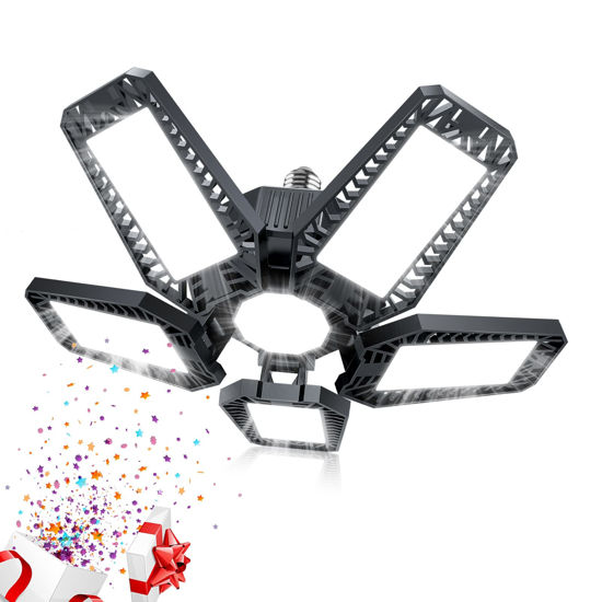 Picture of YIBEYYDS LED Garage Lights - 160W 16000LM 6500K Garage Lights Garage LED Lights Screw in with 5+1 Deformable Panels, Garage Lights Ceiling LED for Garage, Workshop, Basement Support E26/E27 (1)