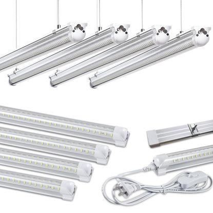 Picture of Skymoatled 8Pack 4FT LED Shop Light Garage Lights,50W 6000K 7500LM White Light,Hanging/Surface Mount,T8 4FT LED Tube Lights for Warehouse Workshop Basement,Linkable LED Shop Lights,Plug and Play