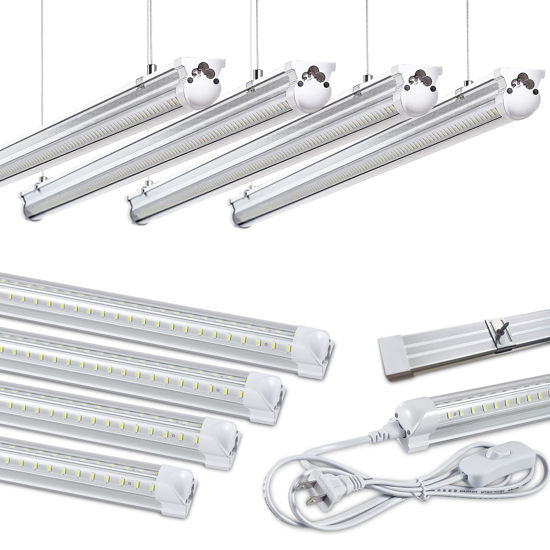 Picture of Skymoatled 8Pack 4FT LED Shop Light Garage Lights,50W 6000K 7500LM White Light,Hanging/Surface Mount,T8 4FT LED Tube Lights for Warehouse Workshop Basement,Linkable LED Shop Lights,Plug and Play