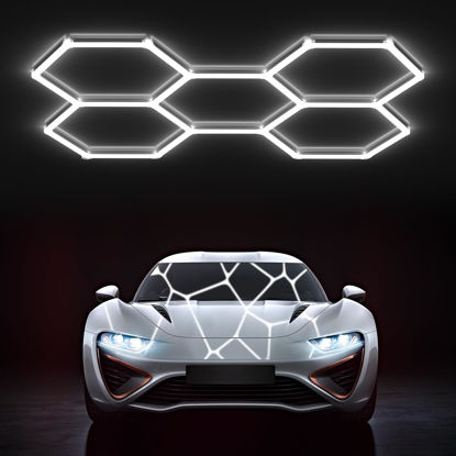 Picture of HYPERLITE Gen 2 Hexagon LED Lights: 168W 16800LM 5 Grids DIY Hexagon Led Lights, 6500K Ultra Bright, Easy Install, Durable Design for Garage, Car Detailing, Workshops, Exhibition Hall, Gym