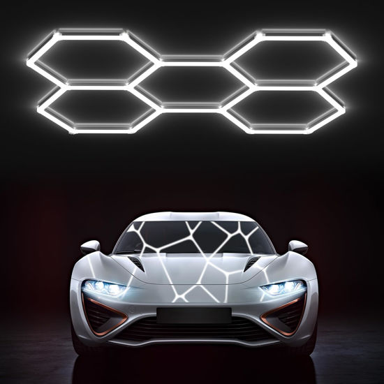 Picture of HYPERLITE Gen 2 Hexagon LED Lights: 168W 16800LM 5 Grids DIY Hexagon Led Lights, 6500K Ultra Bright, Easy Install, Durable Design for Garage, Car Detailing, Workshops, Exhibition Hall, Gym