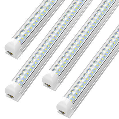 Picture of SHOPLED 8FT 72W 9360LM 6000K Cool White High Output Linkable T8 Tube Fixtures, V-Shaped, 8 Foot Lights for Garage, Warehouse, 4 Pack