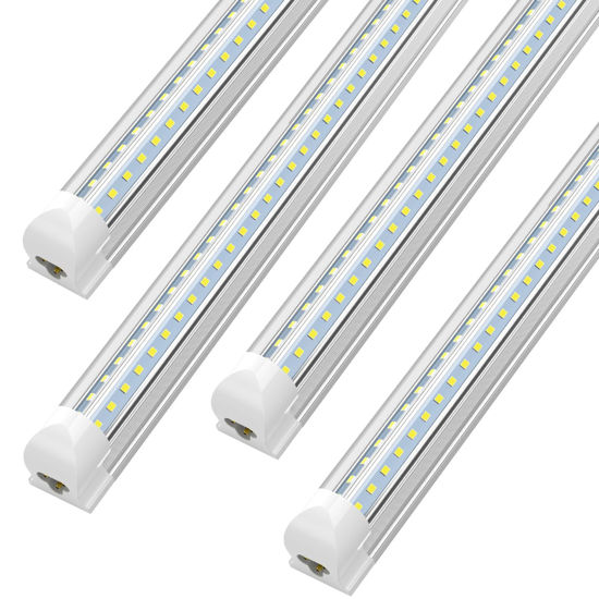 Picture of SHOPLED 8FT 72W 9360LM 6000K Cool White High Output Linkable T8 Tube Fixtures, V-Shaped, 8 Foot Lights for Garage, Warehouse, 4 Pack