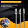 Picture of Carbide Burr Set Compatible with Dremel Rotary Tool 10Pcs Die Grinder Bits Rotary File Rasp with 1/8" Shank Tool Accessories for Attachments Cutting Burrs Metal Grinding Engraving Porting Double Cut