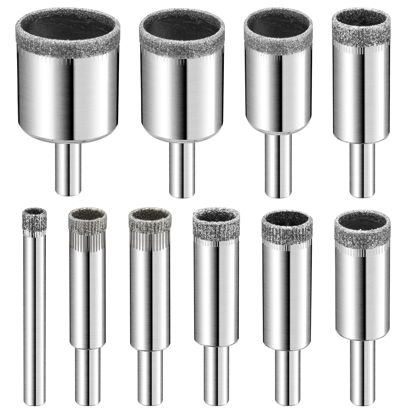 Picture of Diamond Drill Bits Set, 10 PCS Diamond Hole Saw Set, Glass Drill Bit for Ceramic Tile Porcelain Marble Granite Stone Bottles