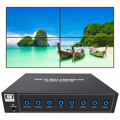 Picture of ISEEVY 4K60 UHD Video Wall Controller 2x2 1x2 2x1 1x3 3x1 1x4 4x1 TV Wall Controller for 4 TV Splicing Display Support 3840x2160@60Hz Inputs and Rotate 90 Degree for Portrait Mode Screens
