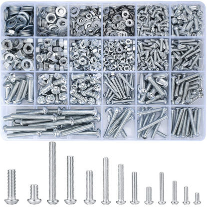 Picture of wugongshan 1080 Pcs Screws Bolts and Nuts Assortment Kit, Metric Machine Screws and Nuts and Bolts and Flat Washers, M3/M4/M5/M6 Phillips Slotted Pan Head Hex Bolts and Nuts Sets (C)