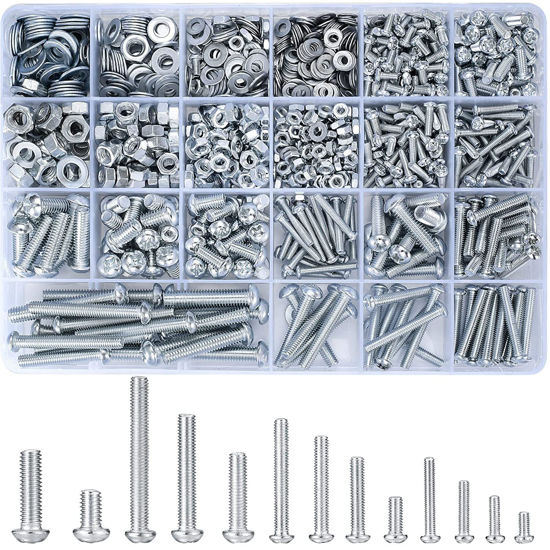 Picture of wugongshan 1080 Pcs Screws Bolts and Nuts Assortment Kit, Metric Machine Screws and Nuts and Bolts and Flat Washers, M3/M4/M5/M6 Phillips Slotted Pan Head Hex Bolts and Nuts Sets (C)