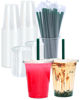 Picture of 16 oz Clear Plastic Cups with Lids and STRAWS, Disposable Drinking Cups for Cold Drinks, Iced Coffee, Milkshakes, Smoothies, 25 Sets