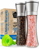 Picture of Home EC Premium Stainless Steel Sea Salt and Pepper Grinder Set of 2 - Adjustable Ceramic - Tall Glass Salt and Pepper Shakers - Kitchen Pepper Mill & Salt Mill W/Funnel & EBook