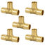 Picture of JUWO 1/2" PEX Tee, PEX Fitting for Plumbing Repairs, Sturdy and Durable Brass Crimp Fitting (5 Pack)