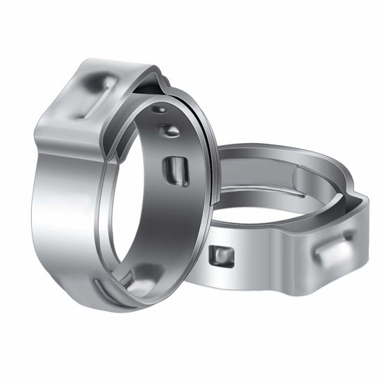 Picture of LOKMAN 50 Pack 1/2 Inch PEX Cinch Clamps, Stainless Steel Rings Pinch Clamps for PEX Tubing Pipe Fitting Connections (1/2 Inch)
