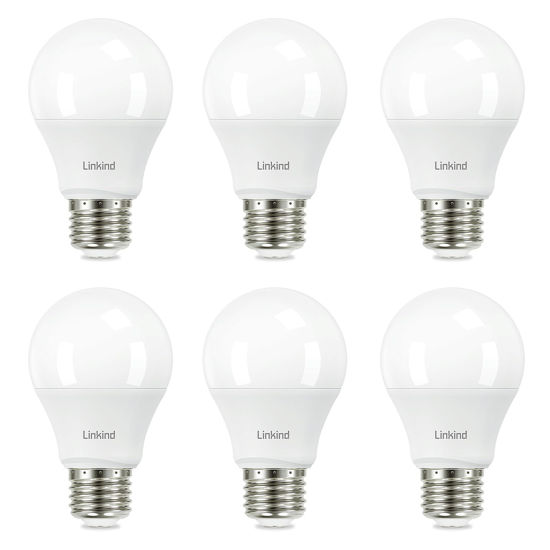 Picture of Linkind A19 LED Light Bulb, 60W Equivalent, 9W 2700K Soft White Light Bulbs, 800 Lumens Non-Dimmable LED Bulbs, E26 Standard Base, Energy Efficient UL Listed for Bedroom Home Office, 6 Packs