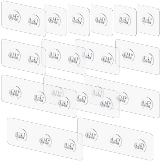 Picture of vivinin 15 Pack Shower Caddy Adhesive Replacement, Shower Shelf Adhesive No Drilling, Adhesive Shower Hooks Strong Adhesive, Adhesive Hooks for Showe Caddy, Soap Holder, and Kitchen Racks