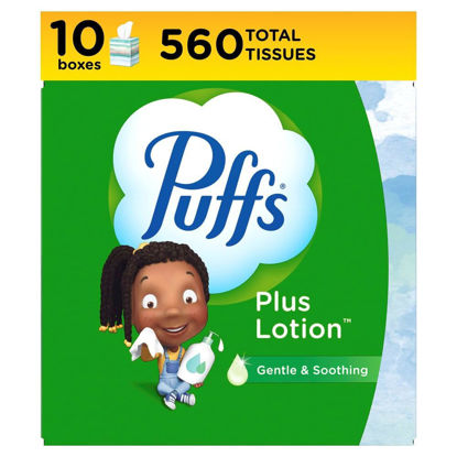 Picture of Puffs Plus Lotion Facial Tissues, 10 Cubes, 56 Tissues Per Box