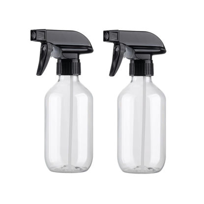 Picture of KREMORV Plastic Spray Bottles Clear and Brown Refillable Container Empty Spray Bottle 10oz/300ml Adjustable Head Sprayer and Stream for Cleaning Products, Plants, Pet, Hair