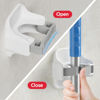Picture of reliahom 3 Pack Broom Holder Wall Mount Mop Grippers No Drilling Self Adhesive Anti-Slip Mop Handle Hanger Dustpan and Broom Organizer-White