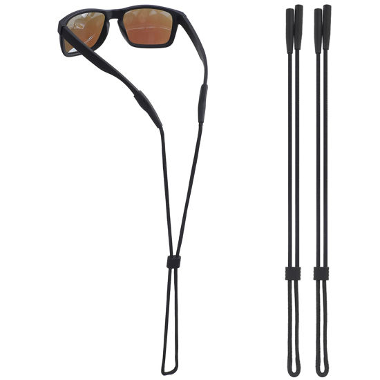 Picture of Buyisgle Eye Glasses Holder Strap - Sunglasses Straps Cords for Men Women Kids - Eyeglass Holders Around Neck - Eyewear String Lanyard Retainer - 2 PCS（Black