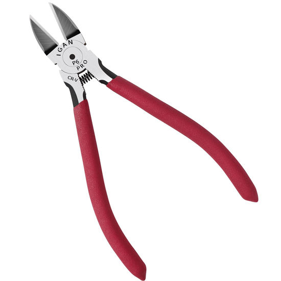 Picture of IGAN-P6 6-inch Ultra Sharp & Powerful Side Cutter Clippers with Longer Flush Cutting Edge, Ideal Wire Snips for Crafting, Floral, Electrical & Any Clean Cut Needs