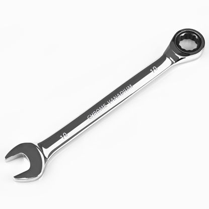 Picture of Egofine 10mm Ratcheting Combination Wrench Metric, Industrial Grade Gear Spanner with 12-Point Design, 72-Tooth Ratchet, Chrome Vanadium Steel