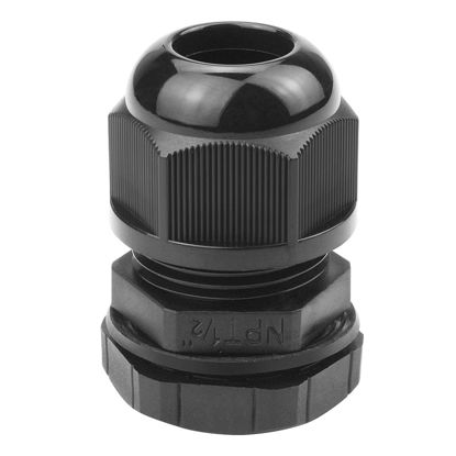 Picture of XHF 10 Pcs 1/2" IP68 Strain Relief Nylon Cord Grip Waterproof NPT Cable Glands Adjustable UL Listed and RoHS Compliant (Black)
