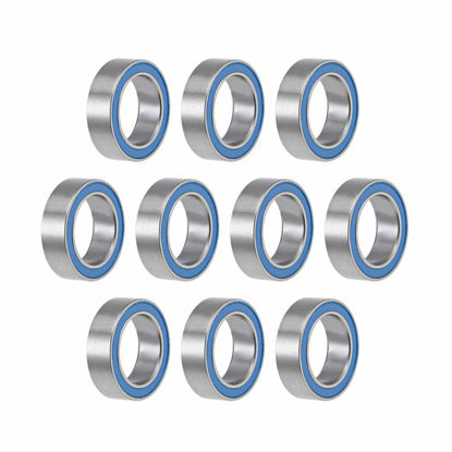 Picture of uxcell MR128-2RS Deep Groove Ball Bearings 8mm Inner Dia 12mm OD 3.5mm Bore Double Sealed Chrome Steel Blue Seal Z2 10pcs
