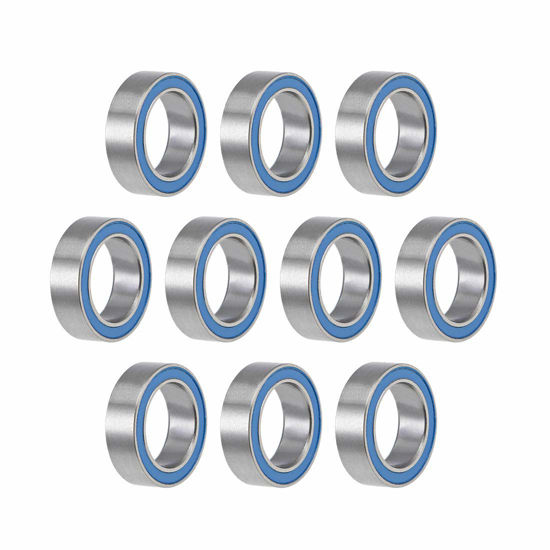 Picture of uxcell MR128-2RS Deep Groove Ball Bearings 8mm Inner Dia 12mm OD 3.5mm Bore Double Sealed Chrome Steel Blue Seal Z2 10pcs