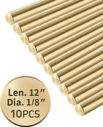 Picture of Brass Rods 1/8 x 12, 10Pcs, Knife Handle Material, Rod for Crafts, Solid Brass Round Stock, Knife Pins, Rivet Dowel for Knifemaking Handles Scales, for Hardware, Novelty, DIY, Hobby, Model Car
