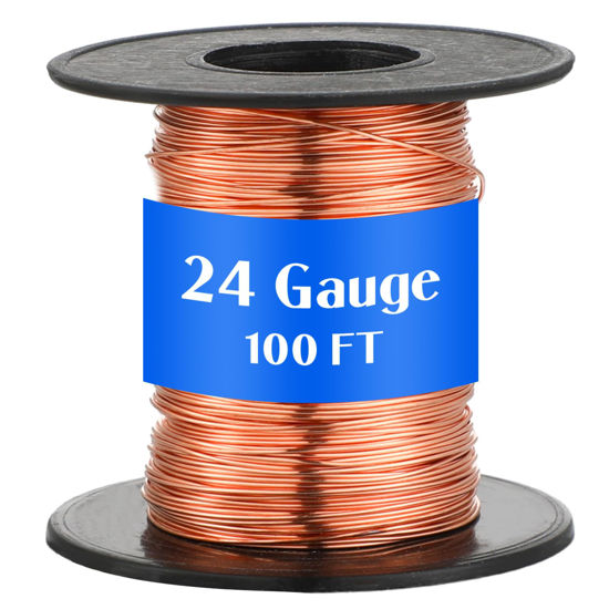 Picture of Therwen 100ft 24 Gauge Copper Wire for Gardening, Electroculture, Bonsai, Jewelry Making Beading DIY Craft Pure Bare Copper Wire Spool (0.019'' Diameter)