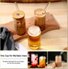 Picture of Glass Cups with Lids and Straws 4 pcs,16 oz Glass Cups for Coffee Bar Accessories-DWTS DANWEITESI Iced Coffee Cups with Lids,Drinking glasses Set,Coffee Cups Glass Tumbler with Straw and Lid for Gifts