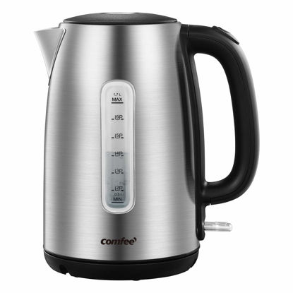 Picture of COMFEE' Stainless Steel Electric Kettle, 1.7 Liter Tea Kettle Electric & Hot Water Kettle, 1500W Fast Boil with LED Light, Auto Shut-Off and Boil-Dry Protection