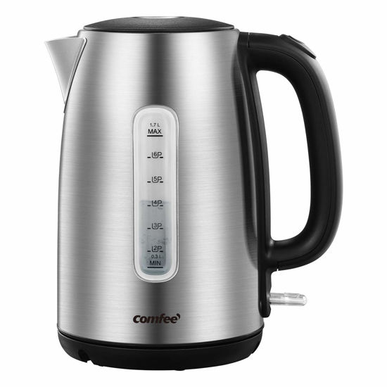 Picture of COMFEE' Stainless Steel Electric Kettle, 1.7 Liter Tea Kettle Electric & Hot Water Kettle, 1500W Fast Boil with LED Light, Auto Shut-Off and Boil-Dry Protection