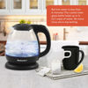 Picture of Elite Gourmet EKT1001 Electric 1.0L BPA-Free 1100W Glass Kettle Cordless 360° Base, Stylish Blue LED Interior, Handy Auto Shut-Off Function - Quickly Boil Water For Tea & More, Black