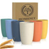 Picture of Homienly Drinking Glasses Premium Wheat Straw Unbreakable Cups - Set of 6 Alternative to Plastic Cups Reusable Unbreakable Drinking Cup Reusable Dishwasher Safe Water Glasses Tumblers (12 OZ)