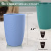 Picture of Homienly Drinking Glasses Premium Wheat Straw Unbreakable Cups - Set of 6 Alternative to Plastic Cups Reusable Unbreakable Drinking Cup Reusable Dishwasher Safe Water Glasses Tumblers (12 OZ)