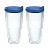 Picture of Tervis Clear & Colorful Lidded Made in USA Double Walled Insulated Tumbler Travel Cup Keeps Drinks Cold & Hot, 24oz 2pk, Blue Lid