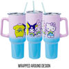 Picture of Silver Buffalo Sanrio Hello Kitty and Friends Featuring My Melody, Kuromi, and Pompompurin Rainbow Ombre Stainless Steel Tumbler with Handle and Straw, Fits in Standard Cup Holder, 40 Ounces